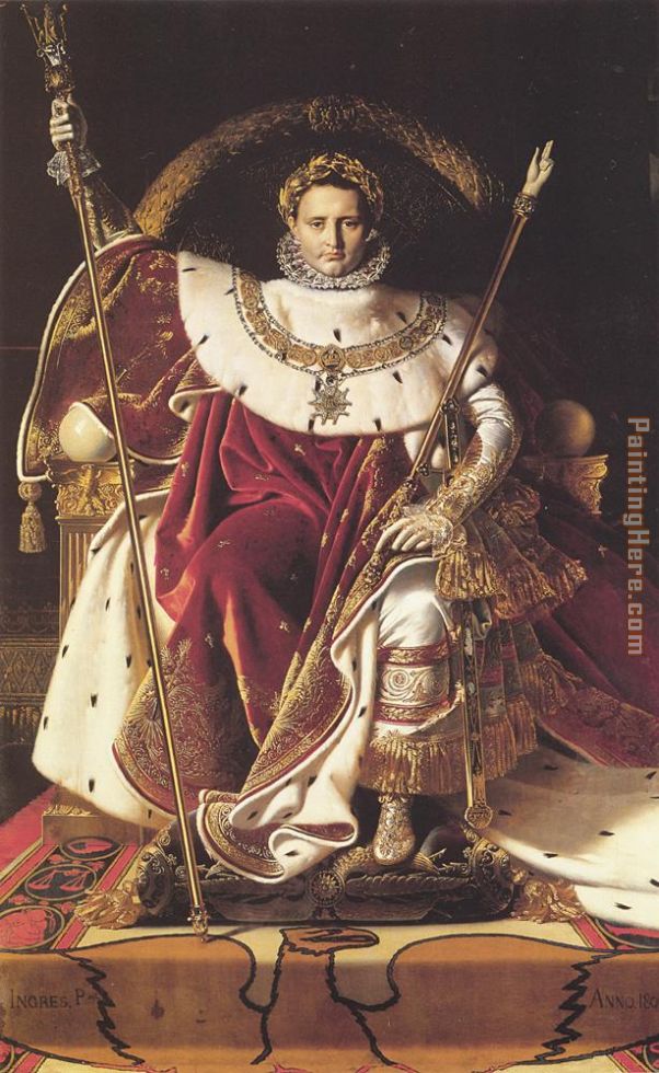 Napoleon I on His Imperial Throne painting - Jean Auguste Dominique Ingres Napoleon I on His Imperial Throne art painting